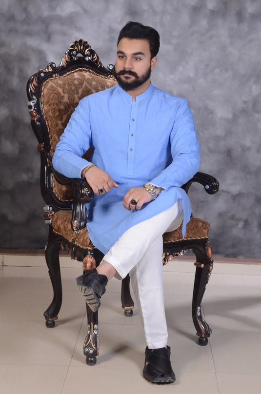 Studio One Presents Premium Quality Khaddar Kurta Summer Cool|Blue Cornflower Color